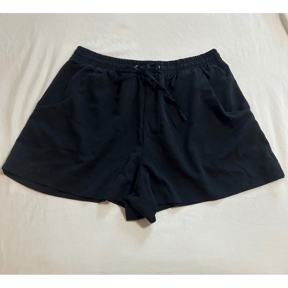 Cotton Candy Black Drawstring Elastic Waist Shorts Womens Large Relaxed Fit